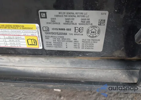 2016 GMC Acadia Slt-2 из США, поврежденный, VIN 1GKKVSKD7GJ320494